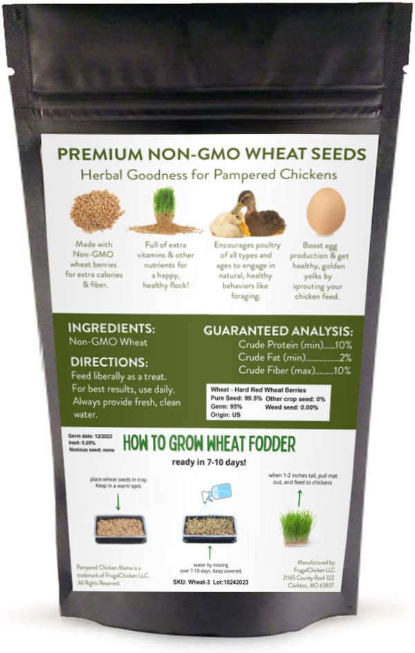 Non-GMO Wheat Seeds for Sprouting Fodder (Wheat Grass) -- Sustainably Grown In Missouri To Encourage Positive Behaviors